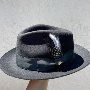 Bruno Capello Men's Godfather Homburg Hat with Feather